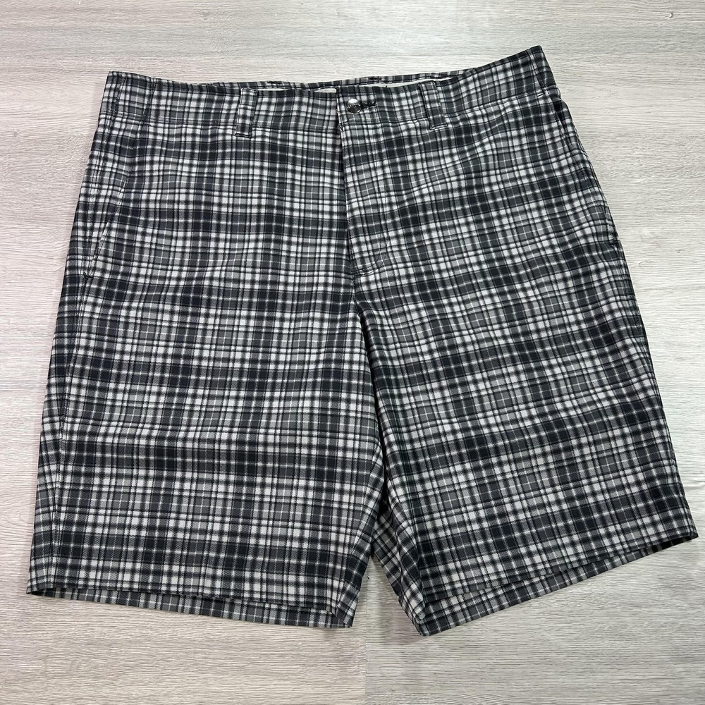 Callaway Golf Shorts Mens 34 Black‎ Gray Plaid Stretch Performance Lightweight
